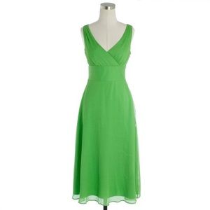 J Crew Green Silk Sophia Dress